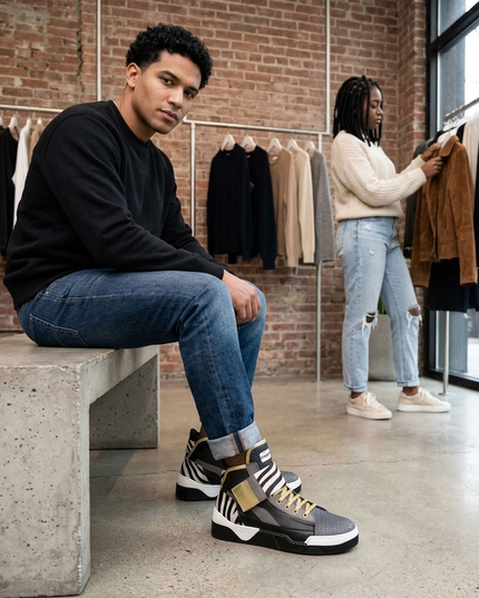BYMANYC® New York | Chelsea Art Pulse Vegan High-Top Sneakers | Schwarz