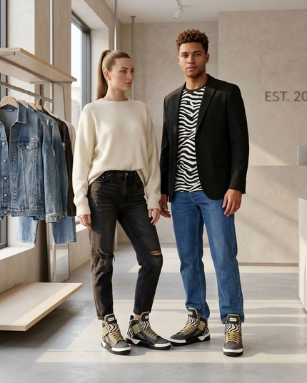 BYMANYC® New York | Chelsea Art Pulse Vegan High-Top Sneakers | Schwarz