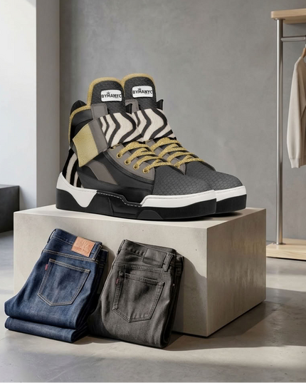 BYMANYC® New York | Chelsea Art Pulse Vegan High-Top Sneakers | Schwarz