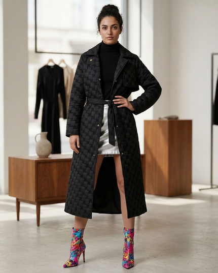 BYMANYC | Fifth Avenue Long Quilted Puffer Coat | Black