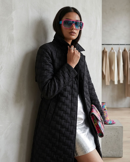 BYMANYC | Fifth Avenue Long Quilted Puffer Coat | Black