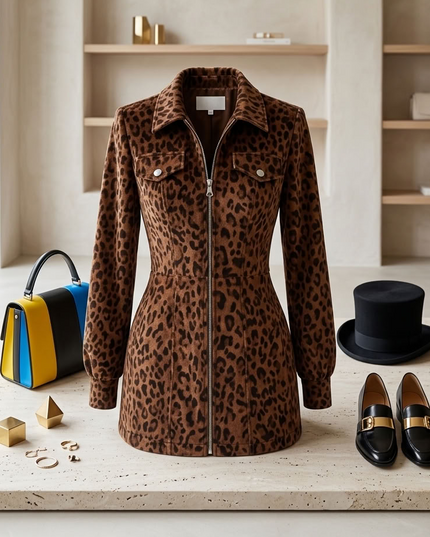 BYMANYC ® New York | Velvet Leopard Zip-Dress | Leopard