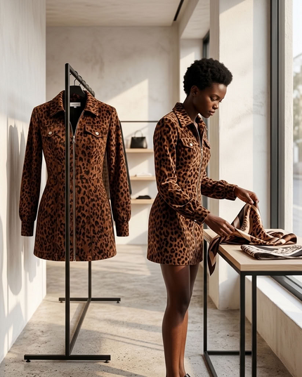 BYMANYC ® New York | Velvet Leopard Zip-Dress | Leopard