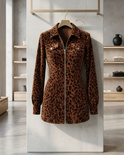 BYMANYC ® New York | Velvet Leopard Zip-Dress | Leopard