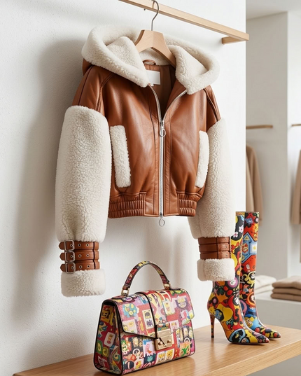 BYMANYC ® New York | Little Italy Shearling Aviator Jacket | Chocolate