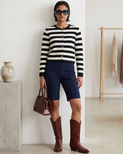 BYMANYC ® New York | Parisian Gold Button Cardigan | Stripe