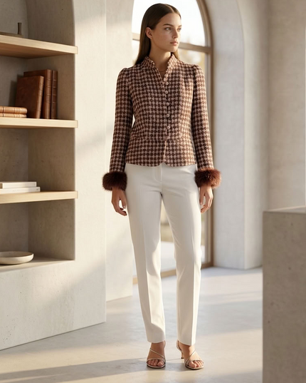 BYMANYC ® New York | Madison Burgundy Tweed Jacket | Checkered