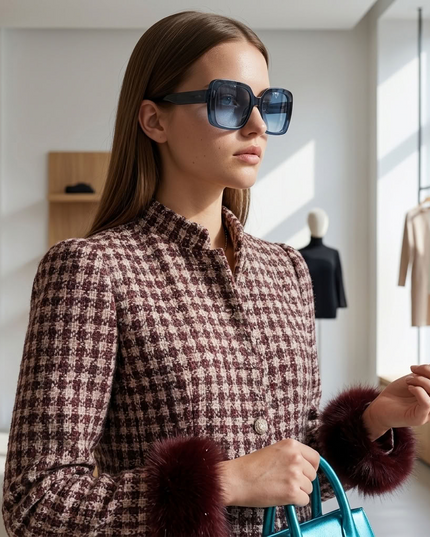 BYMANYC ® New York | Madison Burgundy Tweed Jacket | Checkered