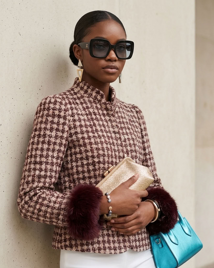 BYMANYC ® New York | Madison Burgundy Tweed Jacket | Checkered