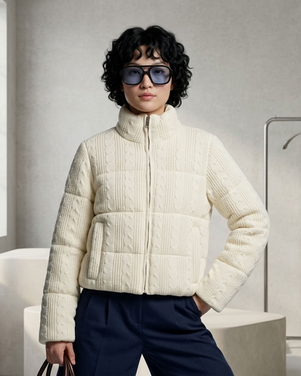 BYMANYC ® New York | Hamptons Cable Knit Puffer | Off-White