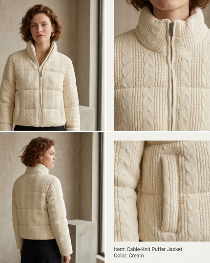 BYMANYC ® New York | Hamptons Cable Knit Puffer | Off-White