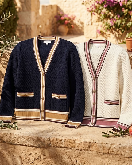 BYMANYC ® New York | Greenwich Village Striped Cardigan | Navy Blue / White