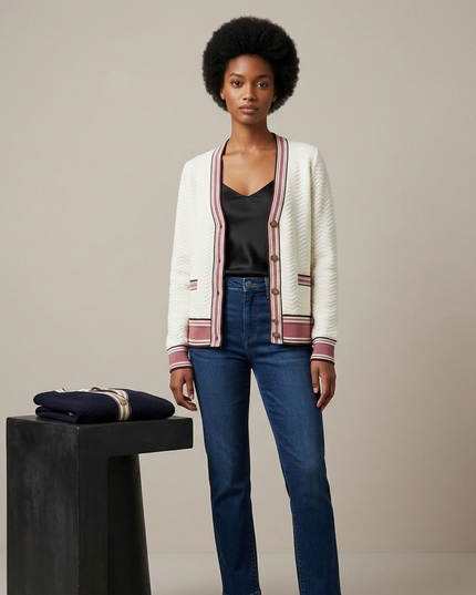 BYMANYC ® New York | Greenwich Village Striped Cardigan | Navy Blue / White