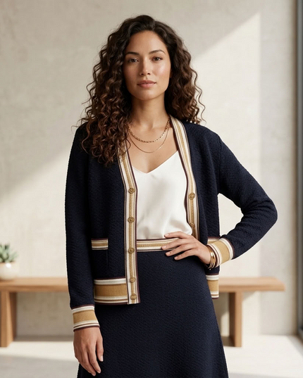 BYMANYC ® New York | Greenwich Village Striped Cardigan | Navy Blue / White
