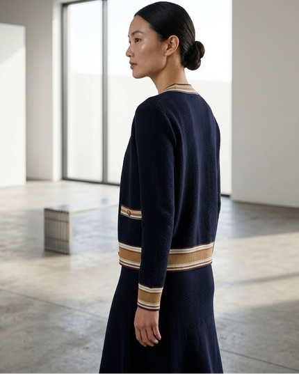 BYMANYC ® New York | Greenwich Village Striped Cardigan | Navy Blue / White