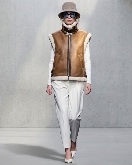 BYMANYC ® New York | Faux Shearling Leather Vest | Dark Brown