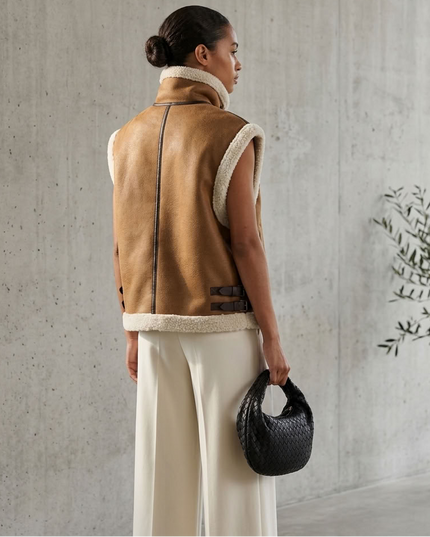 BYMANYC ® New York | Faux Shearling Leather Vest | Dark Brown