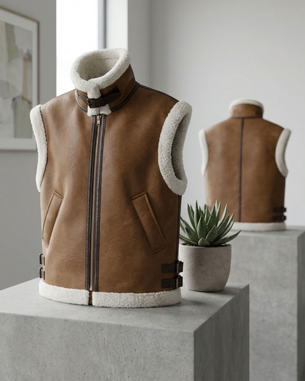 BYMANYC ® New York | Faux Shearling Leather Vest | Dark Brown