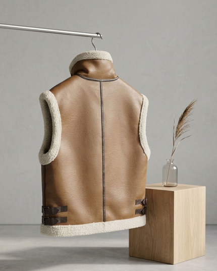 BYMANYC ® New York | Faux Shearling Leather Vest | Dark Brown