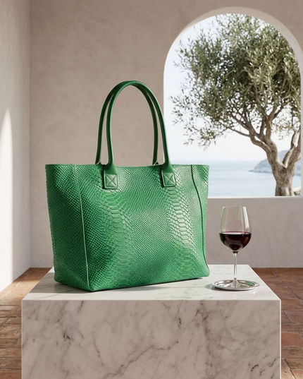 ZEEN | LOLA Schultertasche | Python-Prägung | Grün