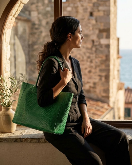 ZEEN | LOLA Schultertasche | Python-Prägung | Grün