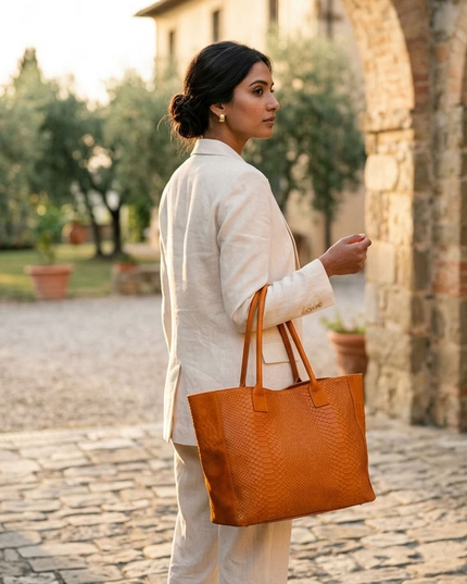 ZEEN | LOLA Schultertasche | Python-Prägung | Orange