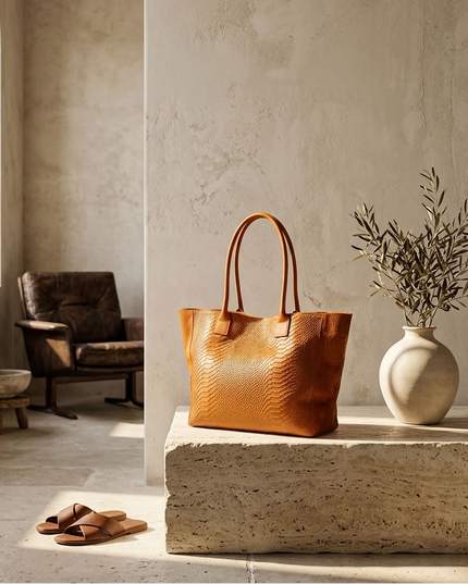ZEEN | LOLA Schultertasche | Python-Prägung | Orange