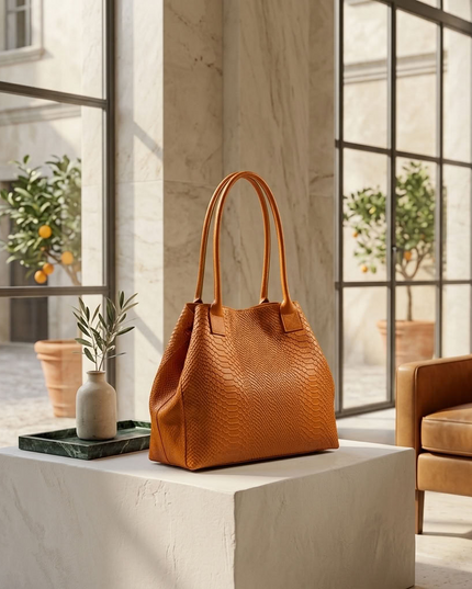 ZEEN | LOLA Schultertasche | Python-Prägung | Orange