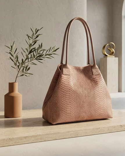 ZEEN | LOLA Schultertasche | Python-Prägung | Lavendelrosa