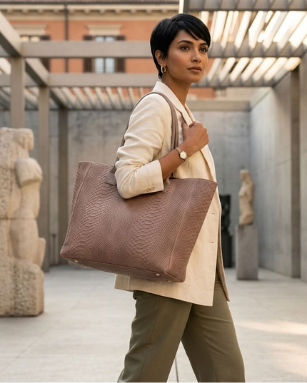 ZEEN | LOLA Schultertasche | Python-Prägung | Lavendelrosa