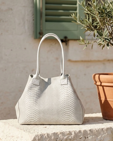 ZEEN | LOLA Schultertasche | Python-Prägung | Grau