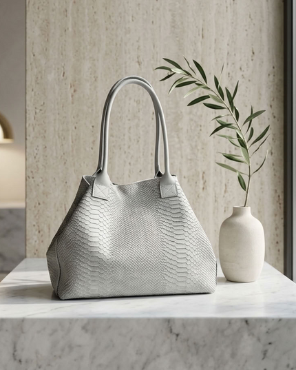 ZEEN | LOLA Schultertasche | Python-Prägung | Grau