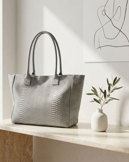 ZEEN | LOLA Schultertasche | Python-Prägung | Grau