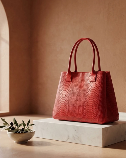 ZEEN | LOLA Schultertasche | Python-Prägung | Rot