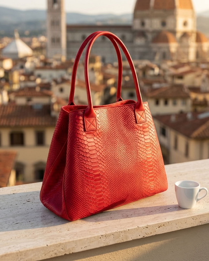 ZEEN | LOLA Schultertasche | Python-Prägung | Rot