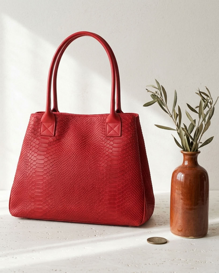 ZEEN | LOLA Schultertasche | Python-Prägung | Rot