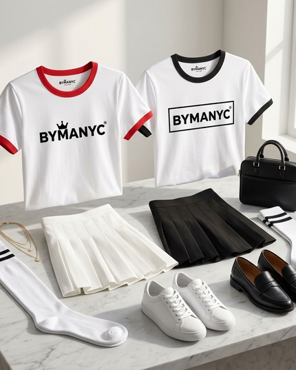 BYMANYC ® New York | Maple Ringer Vintage Tee | White/Red & White/Black
