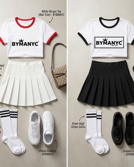 BYMANYC ® New York | Maple Ringer Vintage Tee | White/Red & White/Black