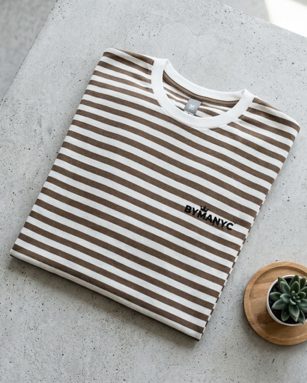 BYMANYC ® New York | Natural Walnut Stripe Tee | Natural/Walnut