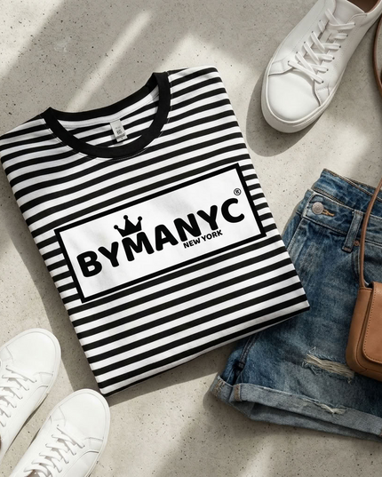 BYMANYC ® New York | Unisex T-Shirt | Black / White Stripe