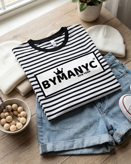BYMANYC ® New York | Unisex T-Shirt | Black / White Stripe