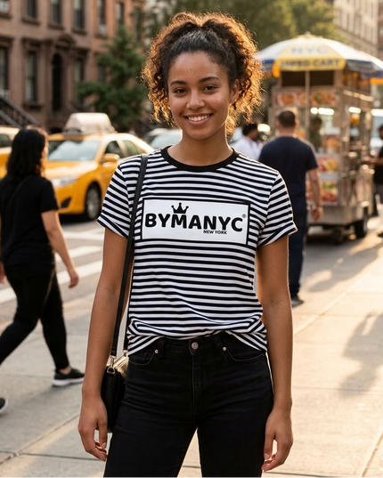 BYMANYC ® New York | Unisex T-Shirt | Black / White Stripe