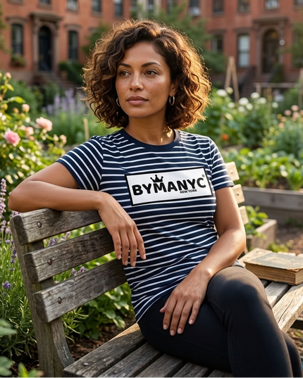 BYMANYC ® New York | Unisex T-Shirt | Navy / White Stripe