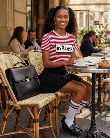BYMANYC ® New York | Unisex T-Shirt | White / Red Stripe
