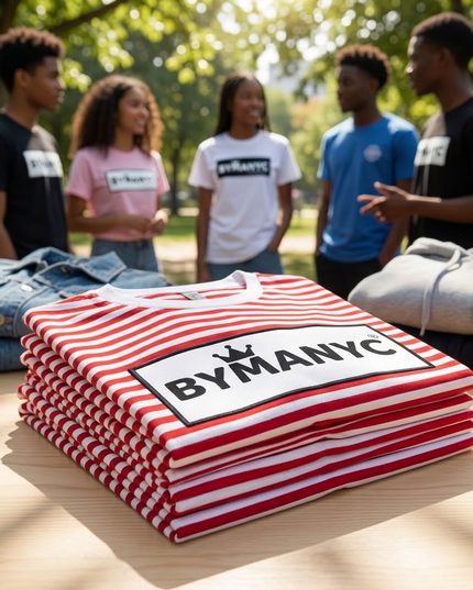 BYMANYC ® New York | Unisex T-Shirt | White / Red Stripe