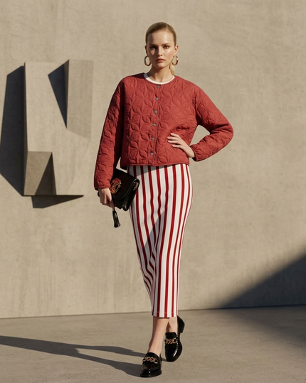 BYMANYC ® New York | Gesteppte Jacke Florale Stickerei | Watermelon Red