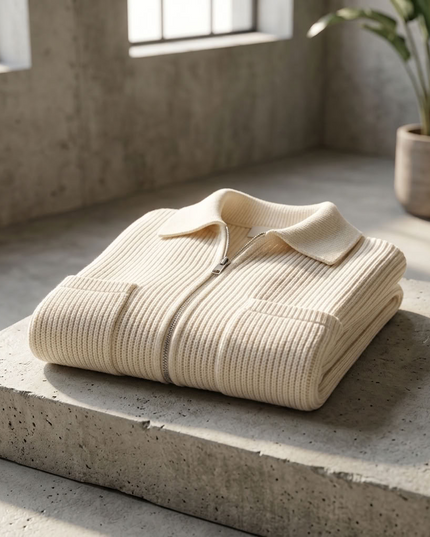 BYMANYC ® New York | Ribbed Zip-Front Knit Jacket | Off White | Damen