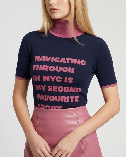 BYMANYC ® New York | Grand Central Fitted Top | Navy/Pink