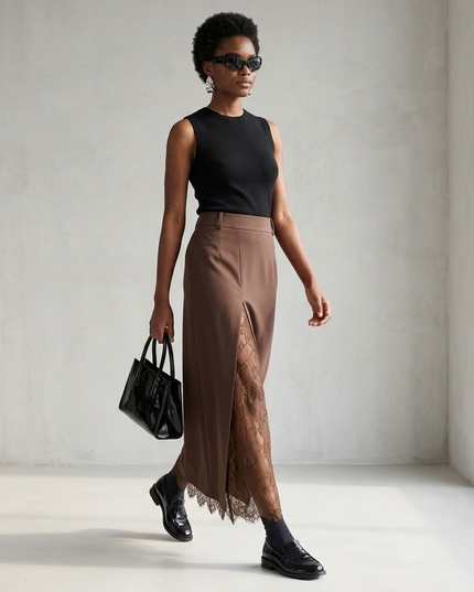 BYMANYC ® New York | Maxi-Rock Soho Lace Split | Brown