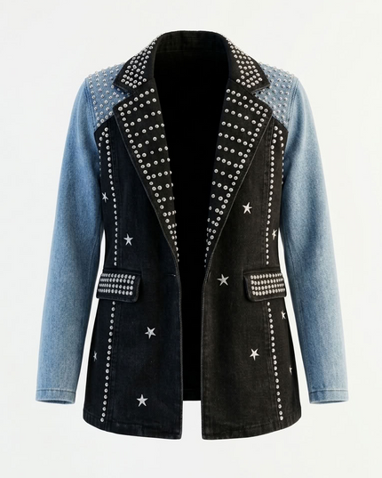 BYMANYC ® New York | Patchwork Denim Blazer Studded | Black/Blue